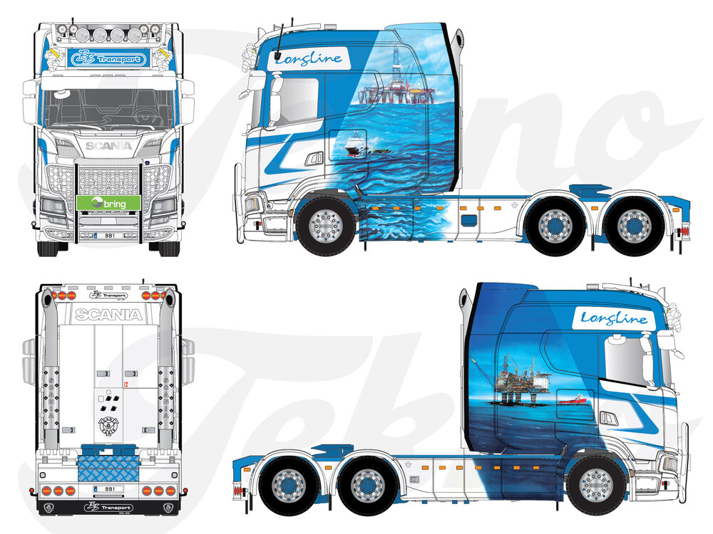 Tekno Tekno Scania Next Gen Longline 6x4 sleepas trekker BB Transport