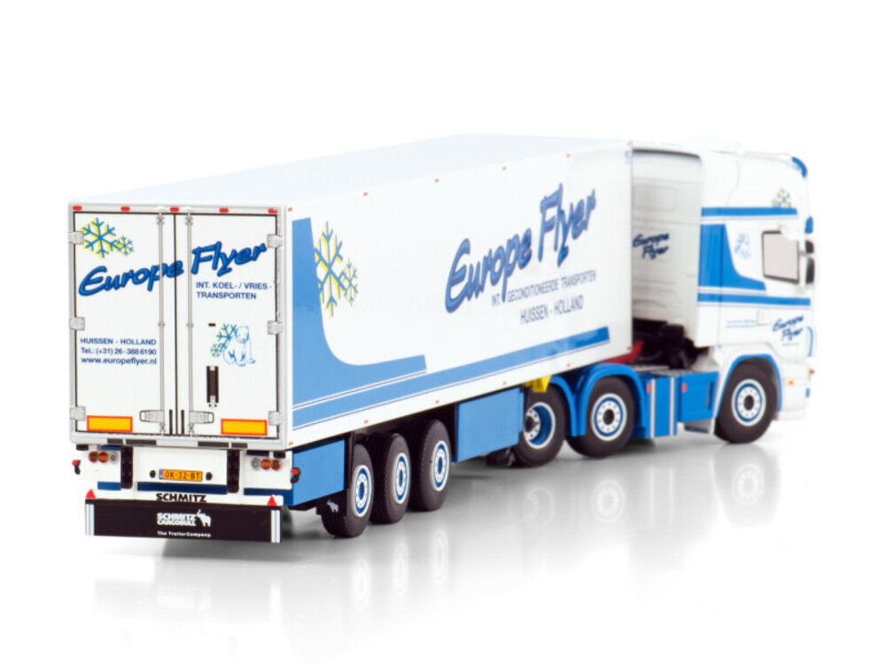 WSI WSI Scania R4 topline 6x2 twinsteer reefer trailer 3-axle EUROPE FLYER