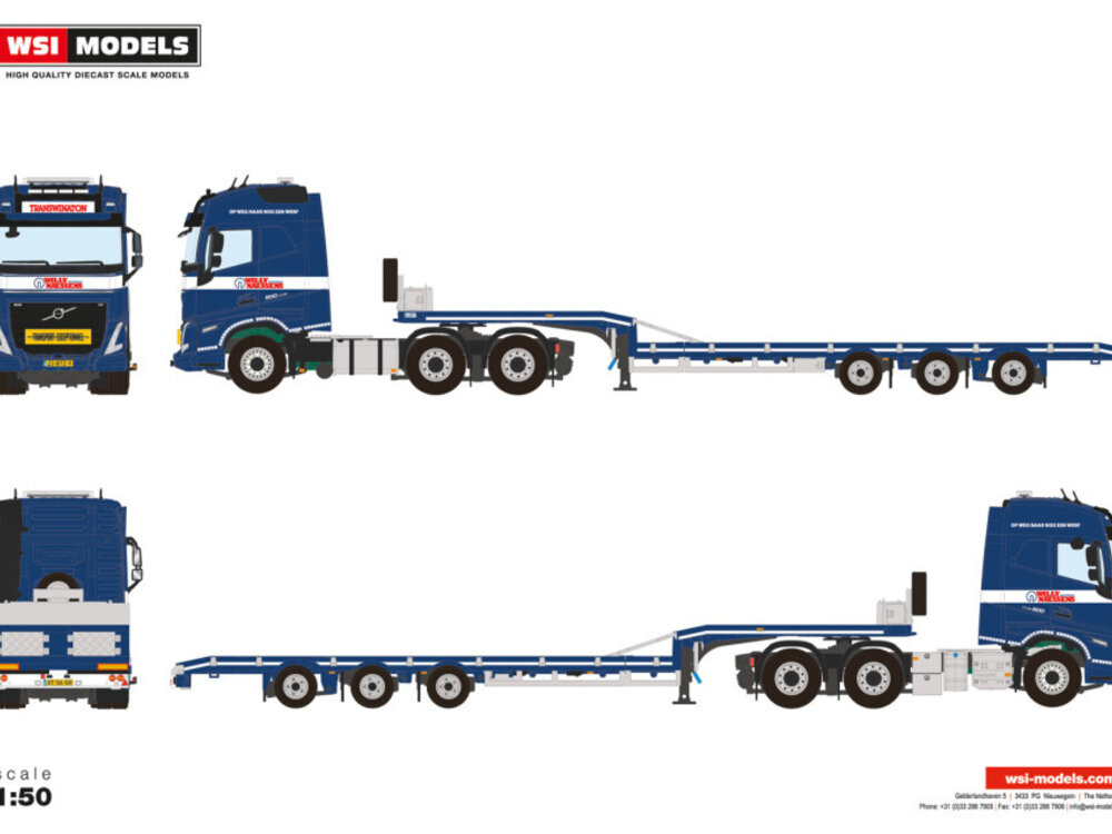 WSI WSI Volvo FH5 Globetrotter 6x2 with 3-axle semi lowloader TRANSWINATON