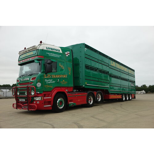 Tekno Tekno Scania R-serie Topline with Houghton Parkhouse livestock trailer LJS TRANSPORT