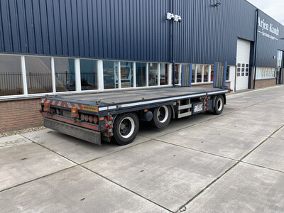 WSI WSI Mercedes- Benz Arocs MP5 big space 10x4 +3-axle flatbed drawbar trailer with palfinger pk 165.002  tec 7 ballast box + hitch ARJEN KANDT