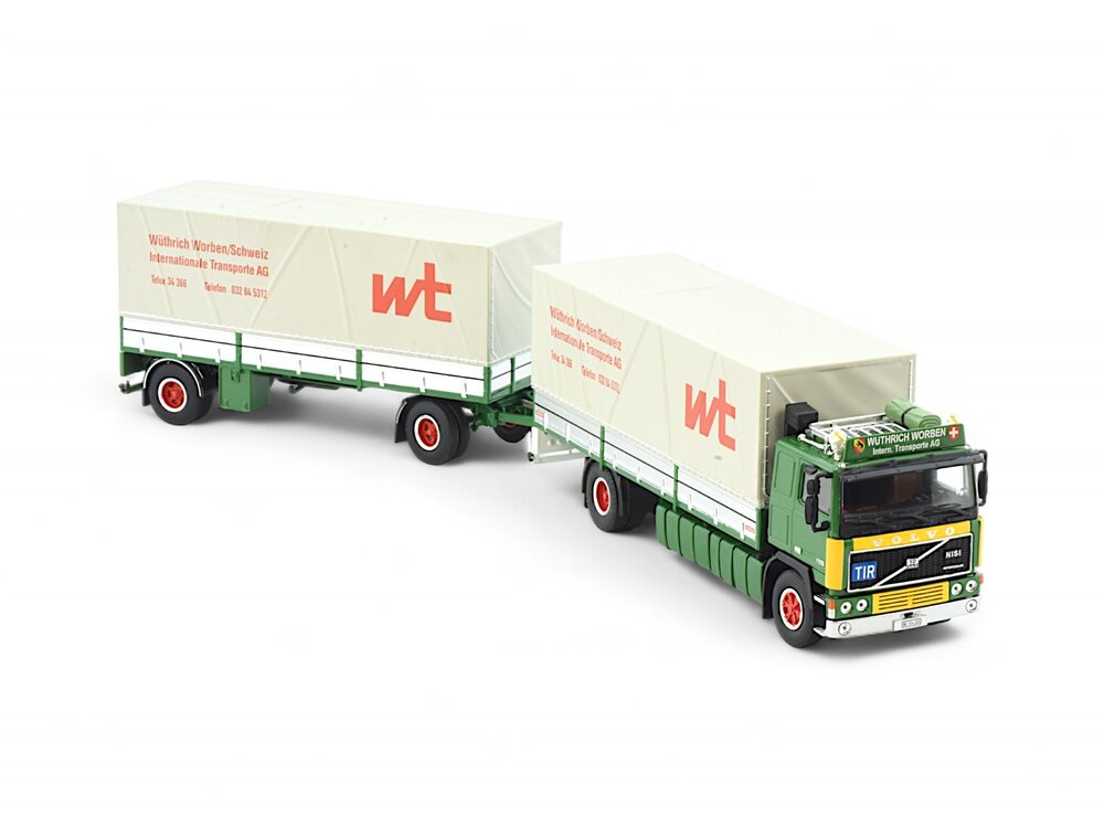 Tekno Tekno Volvo F12 motorwagen met 2-assige huifaanhanger WUTRICH ORIENT EXPRESS