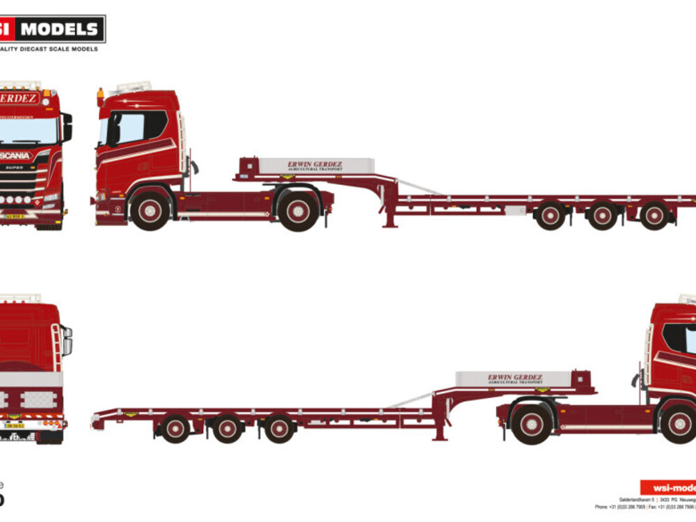 WSI Scania S Normal 4x2 semi low loader 3-axle ERWIN GERDEZ WSI Scania S Normal 4x2 semi low loader 3-axle ERWIN GERDEZ