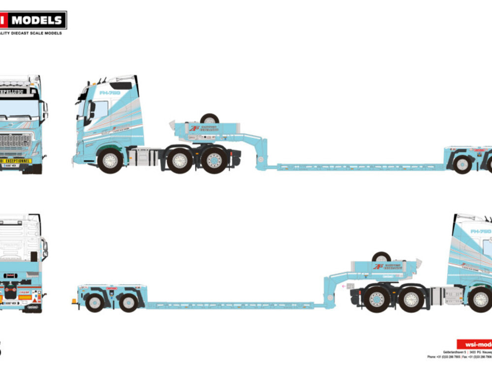 WSI Volvo FH5 Globetrotter 6x2 + 2 axle low loader CEPELLUDO WSI Volvo FH5 Globetrotter 6x2 + 2 axle low loader CEPELLUDO