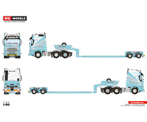 WSI 1/50 VOLVO Lowloader トレーラー WSI 1/50 for Volvo FH2 Globetrotter 6x2 Nooteboom Step frame