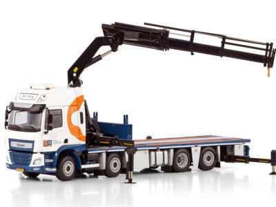 WSI WSI DAF CF Space Cap MY2017 flatbed truck with palfinger PK 65002 SH + Jib 8x2 DE JONG