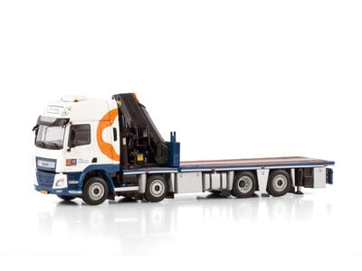 WSI WSI DAF CF Space Cap MY2017 flatbed truck with palfinger PK 65002 SH + Jib 8x2 DE JONG
