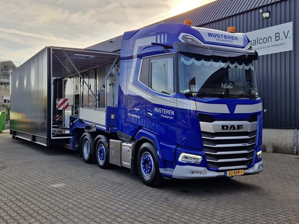 Tekno Tekno DAF XG+ 6x2 with 2-axle Broshuis lowloader NUGTEREN TRANSPORT