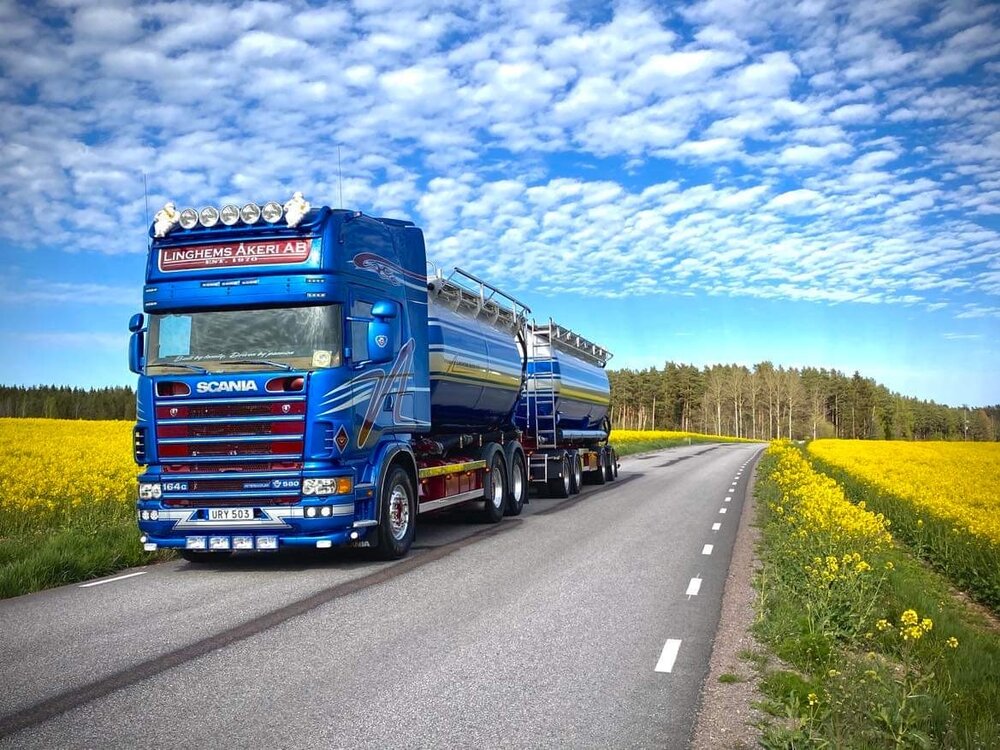 Tekno Tekno Scania 4-serie Topline  rigid truck with trailer Swedish silo combination LINGHEMS