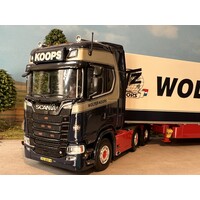 Tekno Scania Next Gen Highline 6x2 met 3-assige Schmitz oplegger WOLTER KOOPS