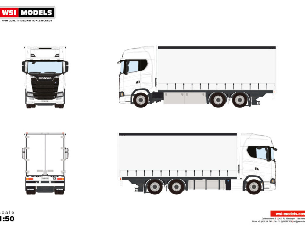 WSI WSI Scania S Highline 3-as bakwagen White Line