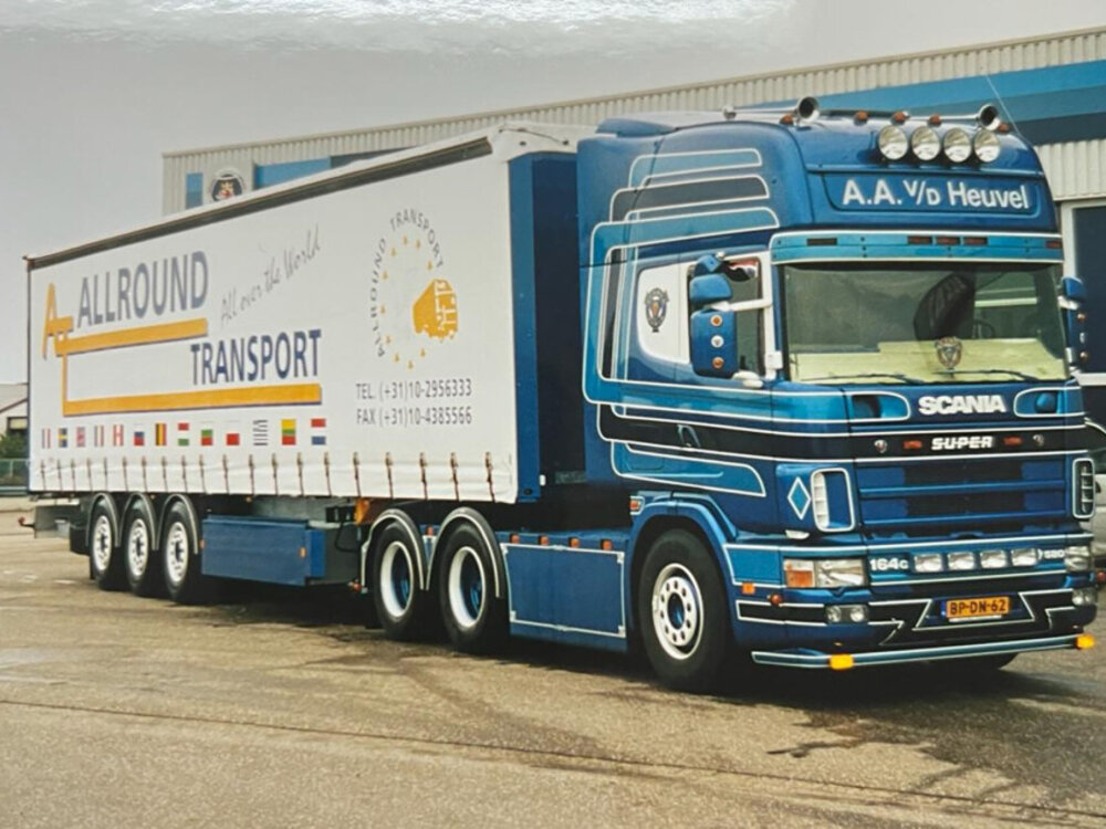 WSI WSI Scania 4-serie Topline 6x2 with 3-axle curtainside trailer A.A. VD HEUVEL