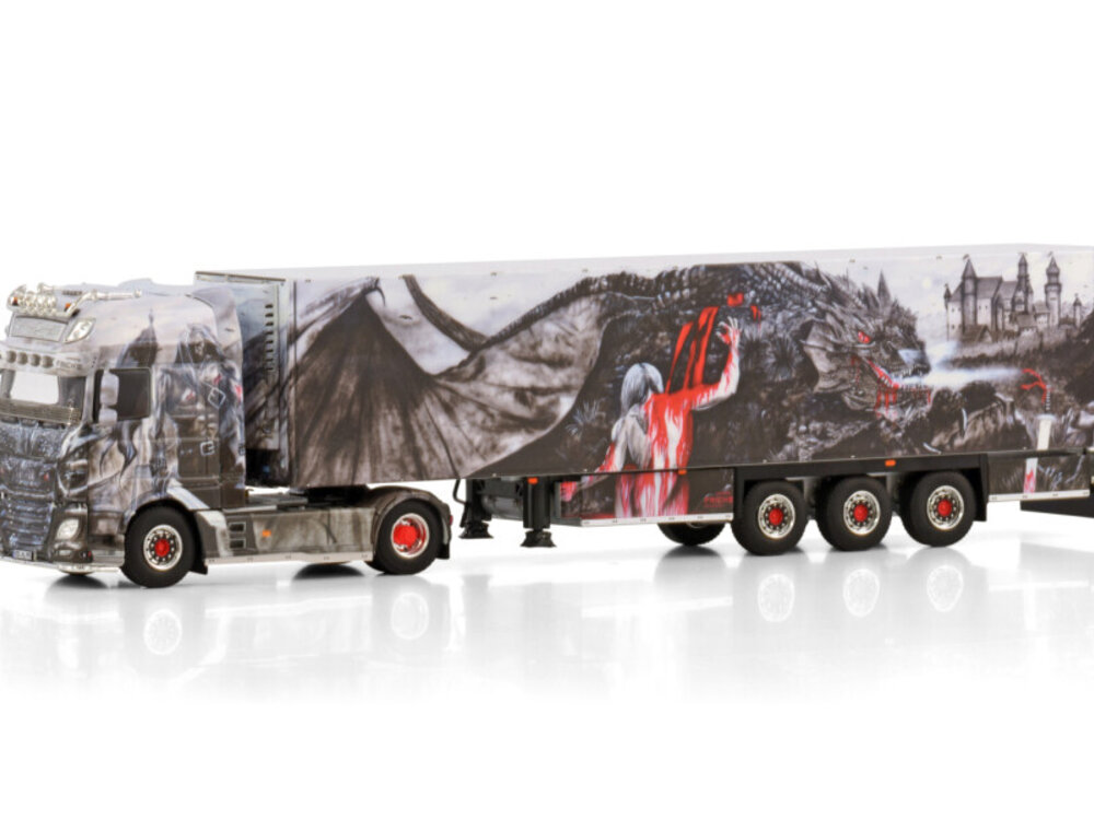 WSI WSI DAF XF Super Space Cab 4x2 with 3-axle reefer trailer HEIDE LOGISTIK