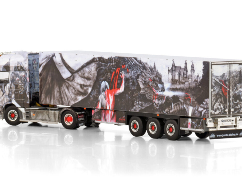 WSI WSI DAF XF Super Space Cab 4x2 with 3-axle reefer trailer HEIDE LOGISTIK
