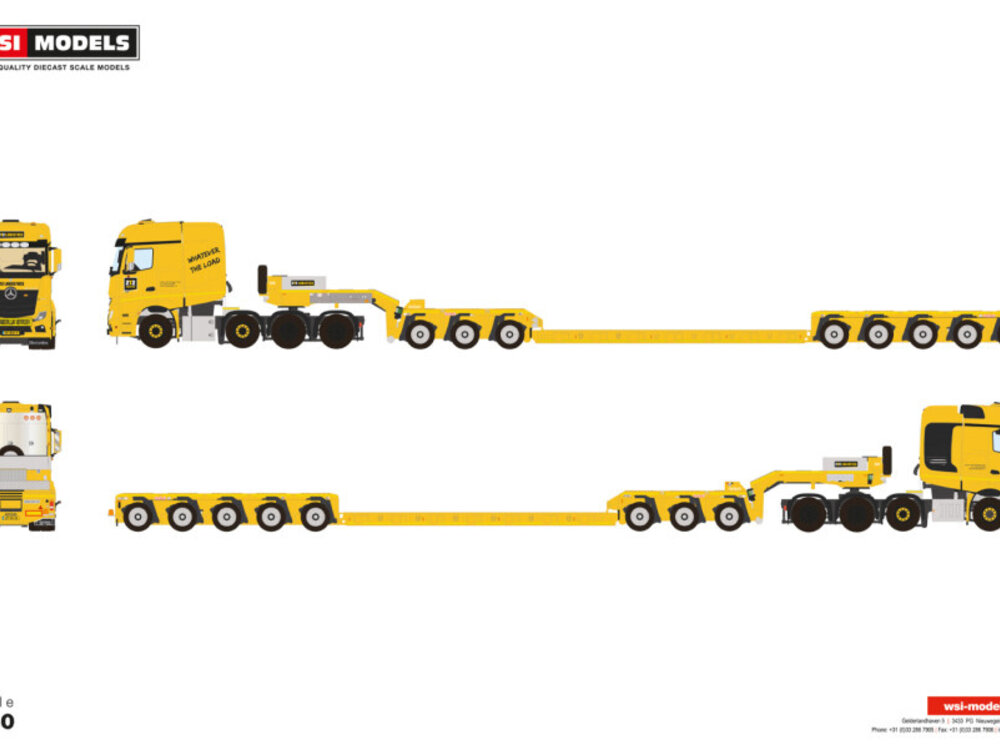 WSI WSI Mercedes- Benz Actros MP5 Big Space 8x4 met 5-assige dieplader + 3-assige dolly ZTZ LOGISTICS