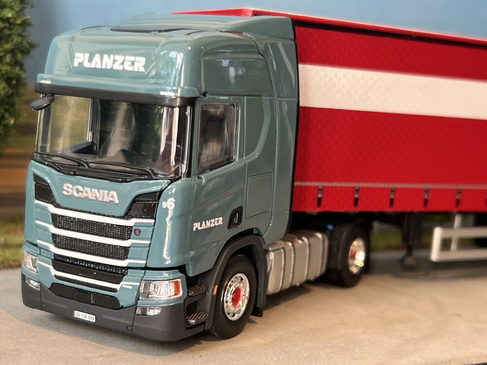 Tekno Tekno Scania NG R-serie Highline with curtainside trailer (real curtain) PLANZER