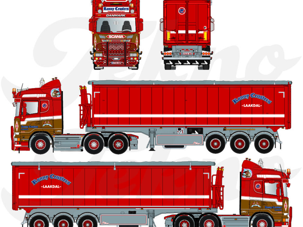 Tekno Tekno Scania R 6x2 with 3-axle Stas tipper trailer RONNY CEUSTERS