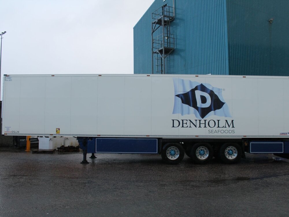 WSI WSI DAF 106XF 6x2 with 3-axle Schmitz reefer trailer DENHOLM SEAFOOD Peterhead Scotland