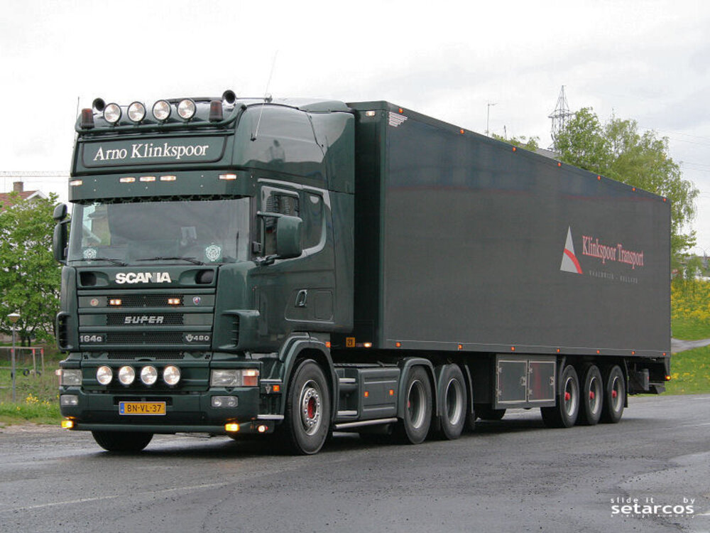 Tekno Tekno Scania 164-480 Topline 6x2 with 3-axle reefer trailer ARNO KLINKSPOOR