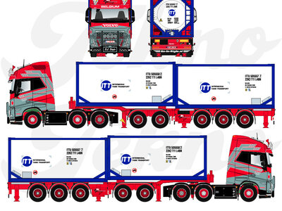 Tekno Tekno Volvo FH05 Globetrotter XL 6x2 with D-Tec flexitrailer + 2x Swap Tankcontainer SL LOGISTICS