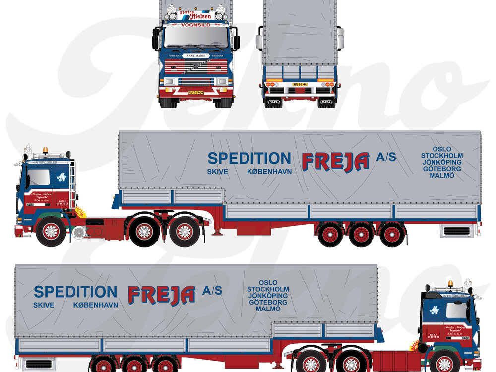 Tekno Tekno Volvo F12 with 3-axle classic tilttrailer MORTEN NIELSEN