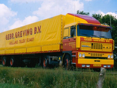 WSI WSI DAF 3300 4x2 with 3-axle classic curtainside trailer GEBR. GREVING TRANSPORT