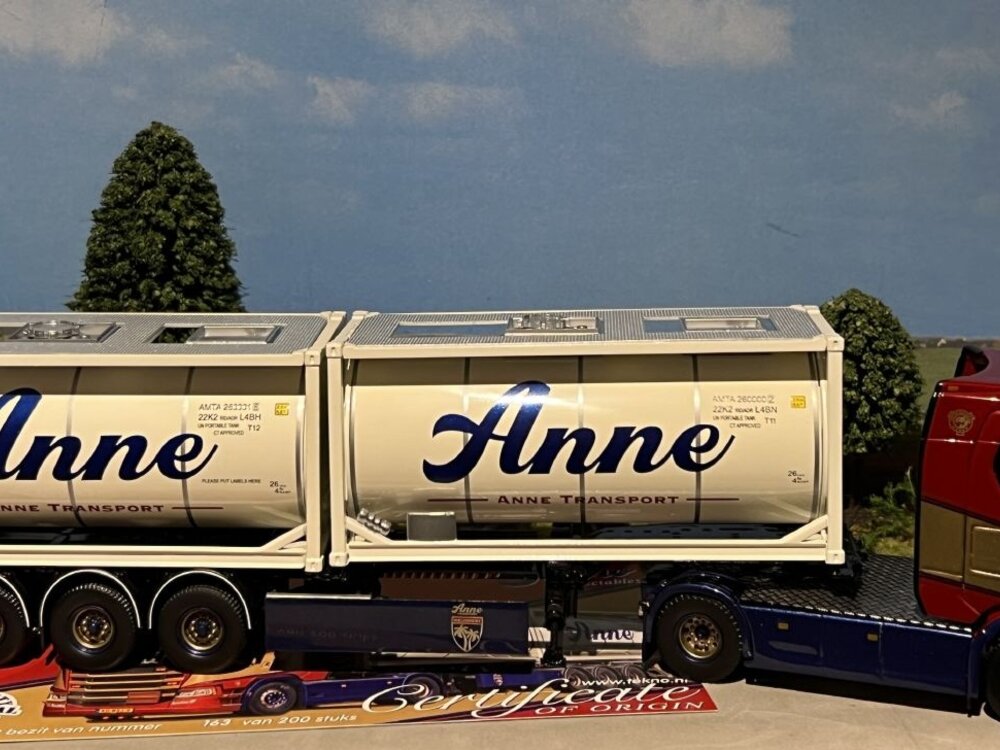 Tekno Scania next gen S 4x2 met 2 x 20ft. container ANNE TRANSPORT
