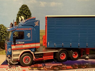 Tekno Tekno Scania 143 6x2 with 3-axle curtainside trailer KNUD NIELSEN