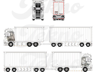 Tekno Tekno Scania Next Gen Highline motorwagen met 4-as aanhanger TELHAUG "Last Country"