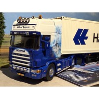 WSI "EXCLUSIVE" Scania 4-serie Topline 4x2 with 3-axle container trailer + 40ft. reefer container WILBERT KUIPERS