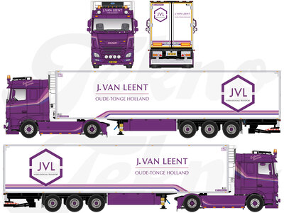 Tekno Tekno Daf XF 4x2 Space Cab truck with 3-axle reefer trailer JARNO VAN LEENT TRANSPORT