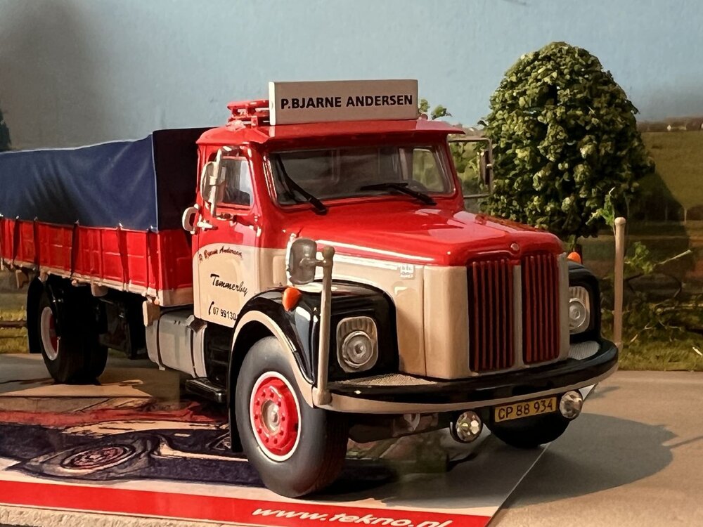 Tekno Scania L76 Vabis dagcabine motorwagen met aanhanger P. BJARNE ANDERSEN