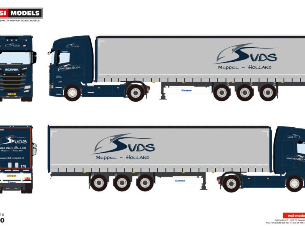 WSI SI Scania S Highline 4x2 with 3-axle curtainside trailer VAN DER SLUIS TRANSPORT