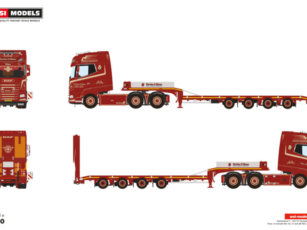 WSI WSI DAF XG 6x2+ 4-axle semi low loader with ramps KARSTEN V OLESEN