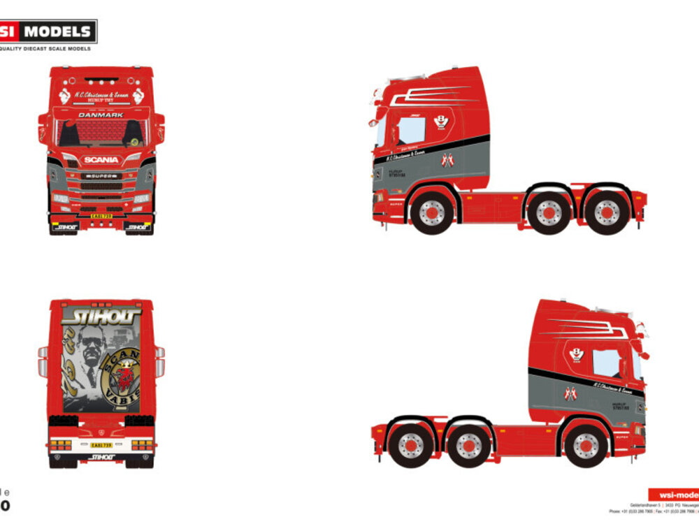 WSI WSI Scania R Highline 6x2 twin steer N.C. CHRISTENSEN & SONNER