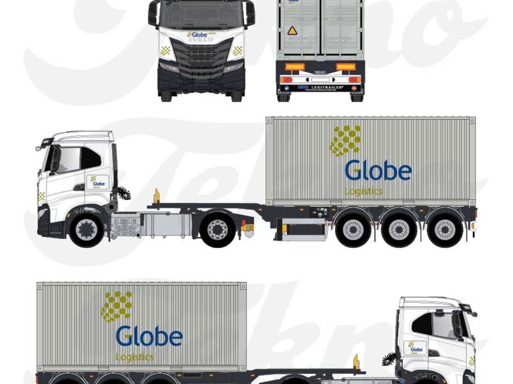 Tekno Tekno Iveco S-Way met container oplegger +20ft. container GLOBE GROUP