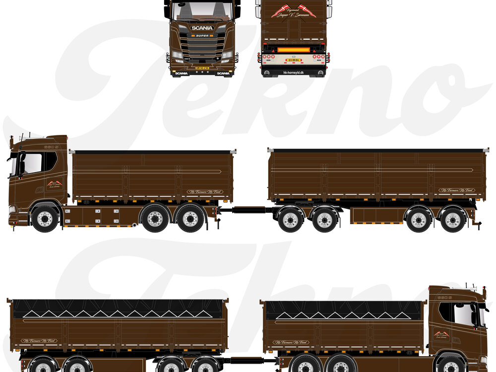 Tekno Tekno Scania Next Gen S-serie Highline riged truck wit 4-axle trailer JESPER V. SORENSEN