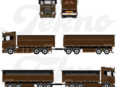 Tekno Tekno Scania Next Gen S-serie Highline riged truck wit 4-axle trailer JESPER V. SORENSEN