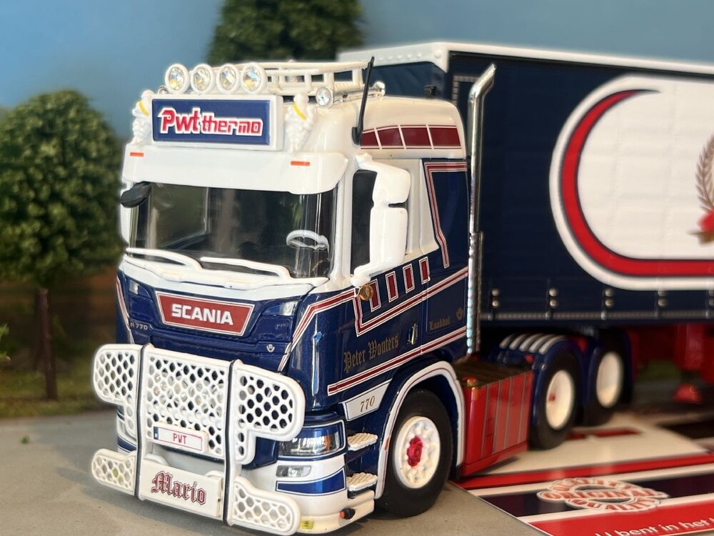 Tekno Tekno Scania next gen 6x2 with 3-axle curtainside trailer PWT PETER WOUTERS TRANSPORT