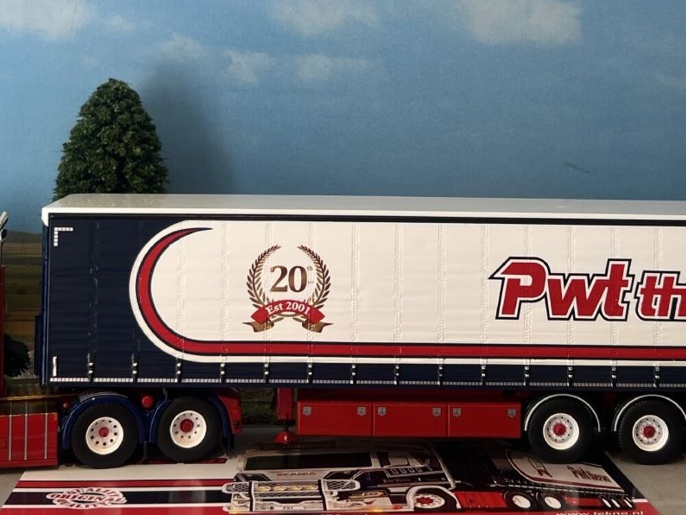 Tekno Tekno Scania next gen 6x2 with 3-axle curtainside trailer PWT PETER WOUTERS TRANSPORT