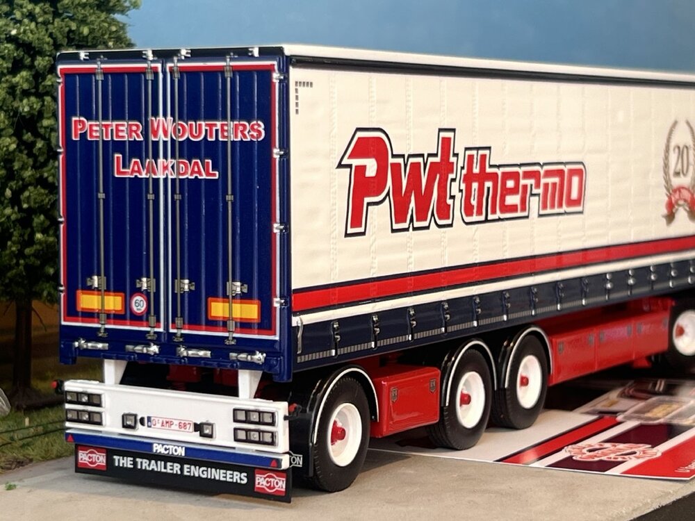 Tekno Tekno Scania next gen 6x2 with 3-axle curtainside trailer PWT PETER WOUTERS TRANSPORT