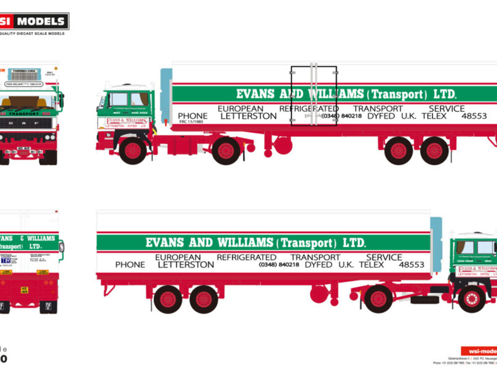 WSI WSI DAF 2800 4x2 met 2-as classic koeloplegger EVANS & WILLIAMS