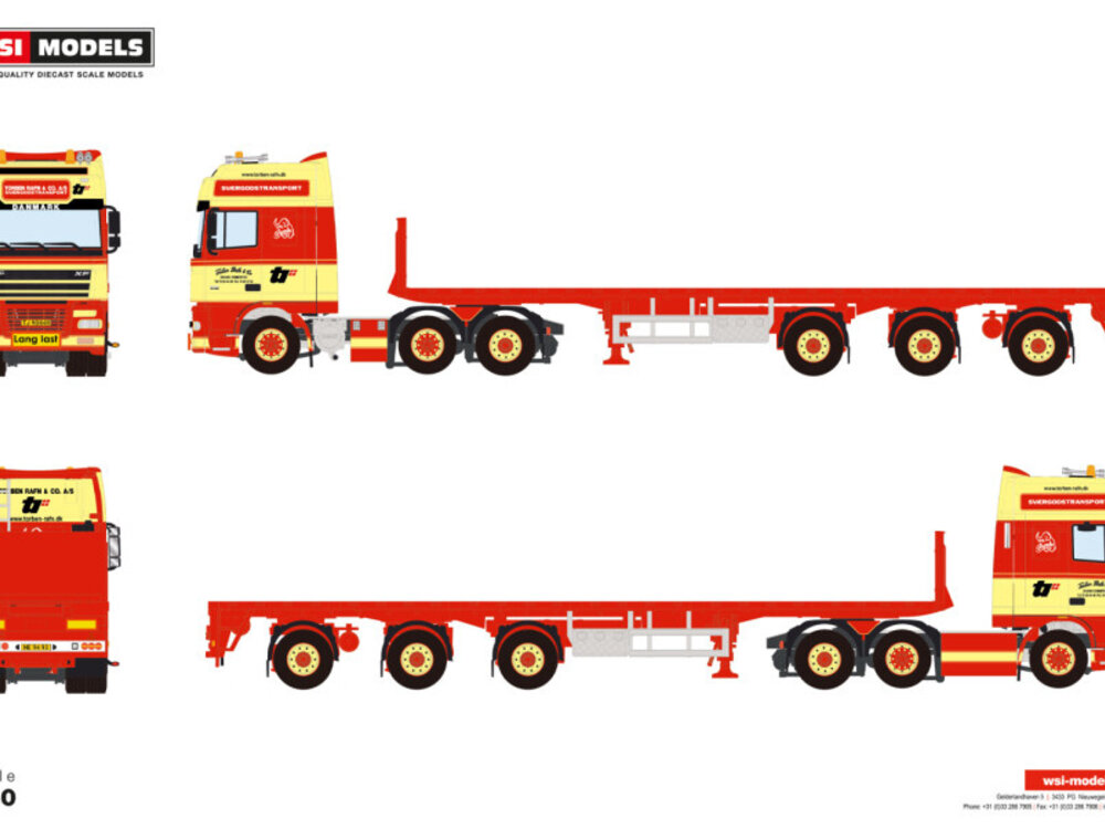 WSI WSI DAF XF 95 Super Space Cab 6x2  with 3-axle brick trailer TORBEN RAFN