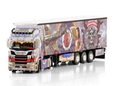 WSI WSI Scania R Highline 4x2 met 3-as schuifzeilen oplegger PLUTA