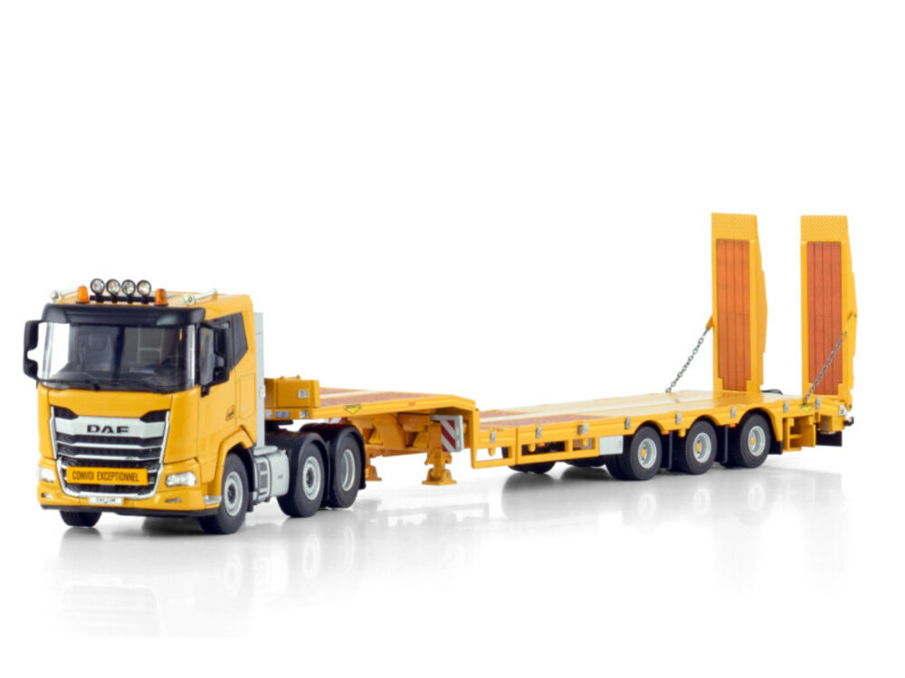 WSI WSI  DAF XF SL 6x2 met 3-axle twin steer semi low loader with ramps PREMIUM LINE