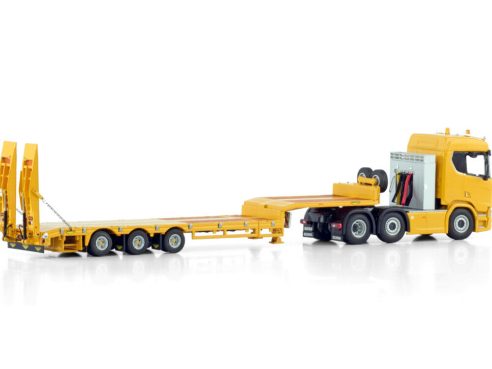 WSI WSI Scania R Normal 6x2 + 3-axle twin steer  semi low loader with ramps PREMIUM LINE