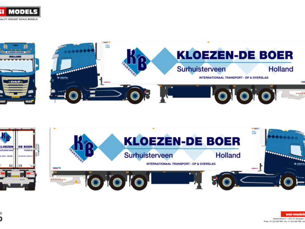 WSI WSI DAF XG 4x2 with 3-axle reefer trailer  KLOEZEN - DE BOER TRANSPORT