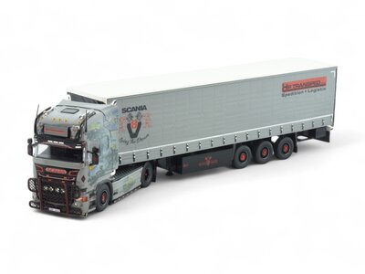 Tekno Tekno Scania R-serie Streamline met 3-assige schuifzeilentrailer HP TRANSPED