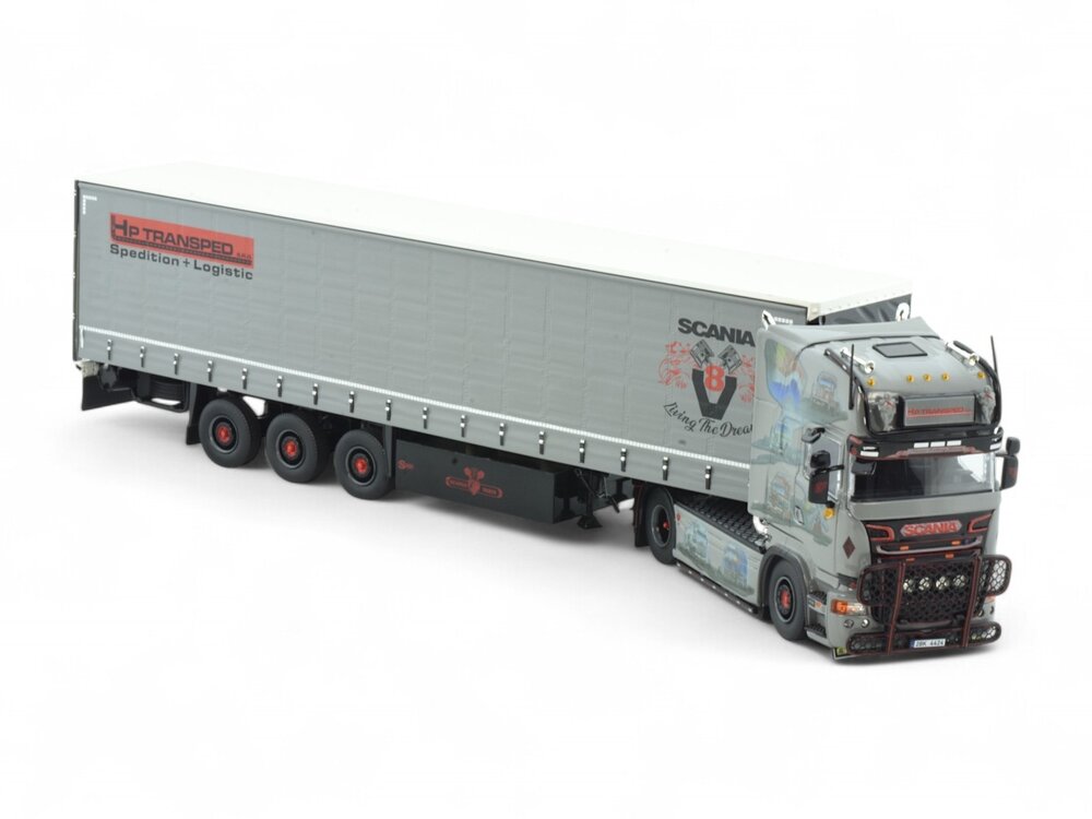 Tekno Tekno Scania R-serie Streamline met 3-assige schuifzeilentrailer HP TRANSPED