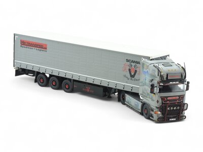 Tekno Tekno Scania R-serie Streamline met 3-assige schuifzeilentrailer HP TRANSPED